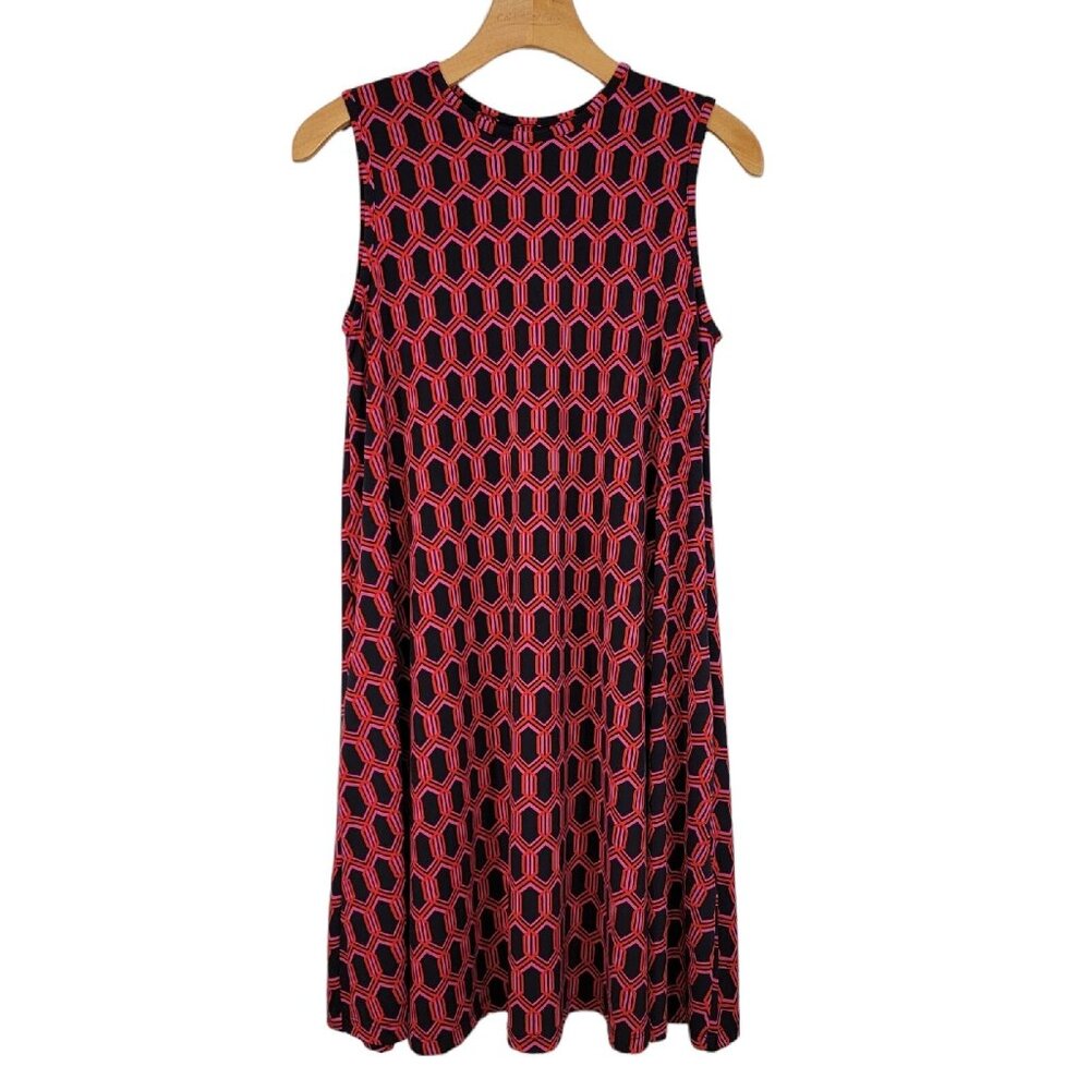 Nicole Miller Dress‎ Geometric Print Sleeveless Dress Pockets Women's Sz S